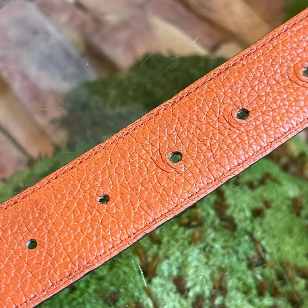 HERMES Black Box Calfskin & Orange Togo Calfskin Reversible Belt Kit Sz 100 - Picture 8 of 8